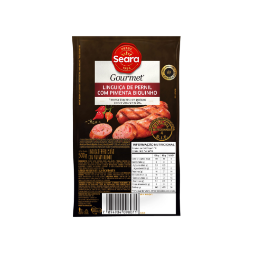 Linguiça com Pimenta Biquinho Seara Gourmet 500g linguiça de pernil com pimenta biquinho