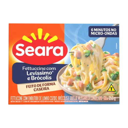 Fettuccine com Levíssimo e Brócolis Congelado Embalado em Caixa de Papelão 350g