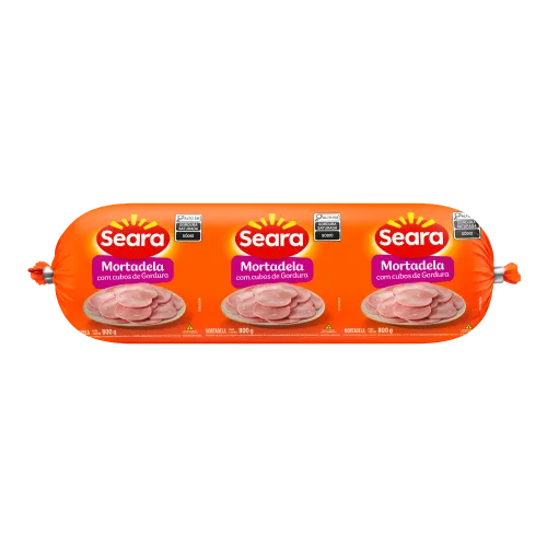 Mortadela com Toucinho Embalado em Plastico a Vacuo 800g