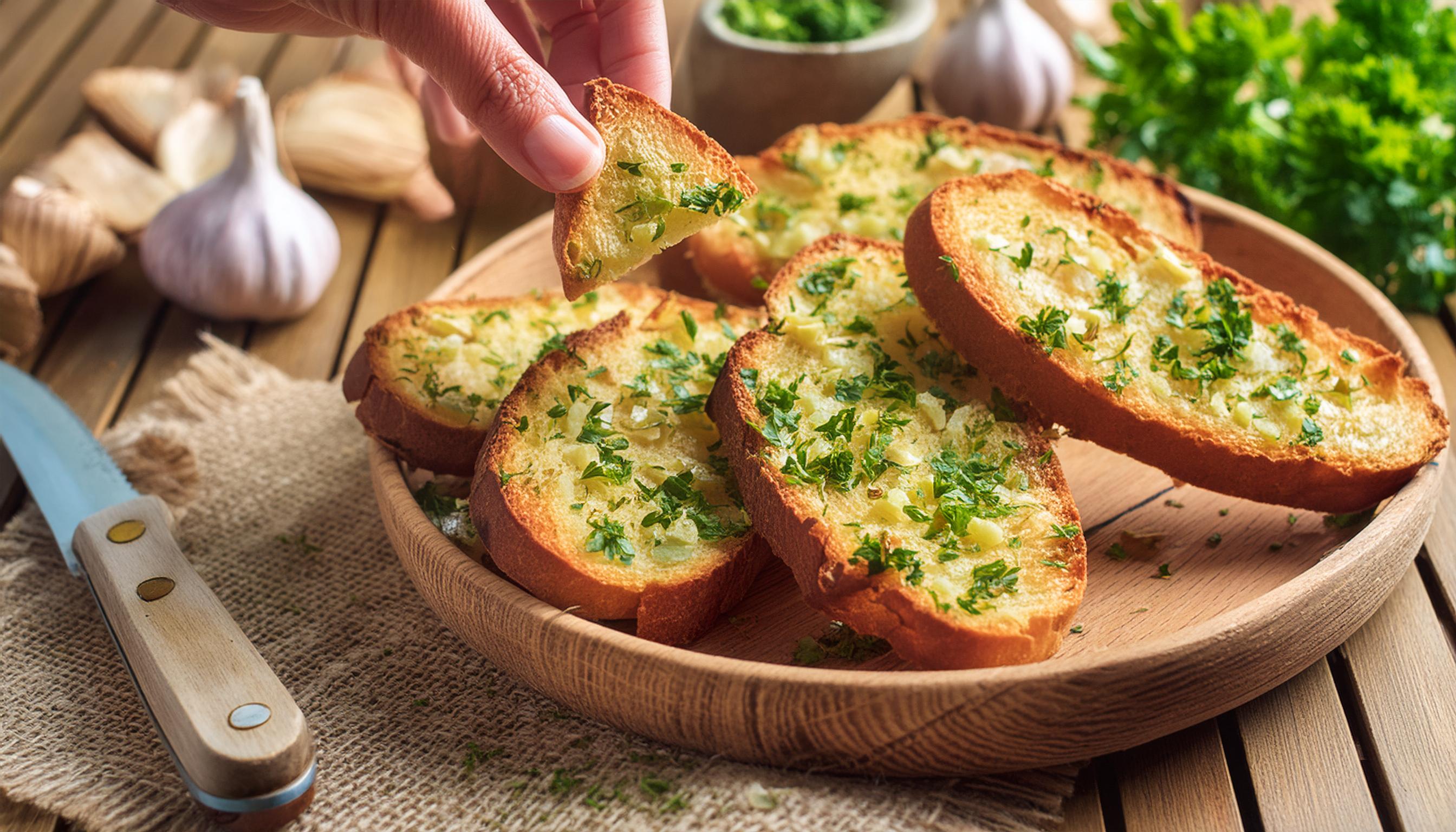 Pão de alho caseiro sem glúten: acompanhamento ideal