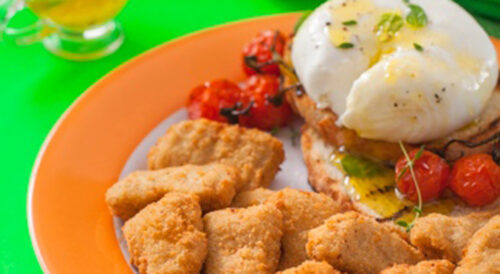 Empanado de frango vegetal com burrata ao azeite de ervas