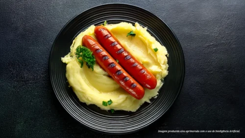 Salsicha Viena Hans grelhada com purê de nabo