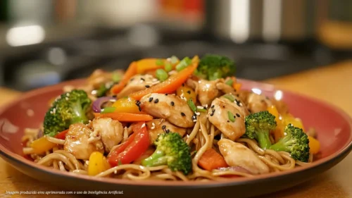 Yakisoba de frango à moda thai