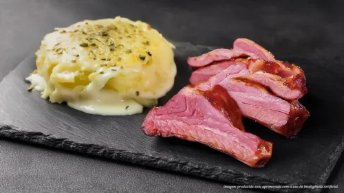 Batatas gratinadas ao forno com Costela Defumada Hans