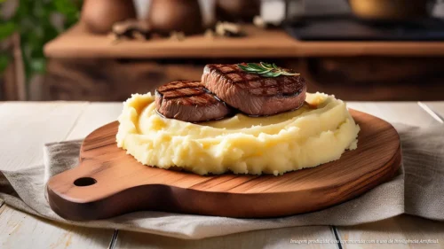 Filé mignon na brasa com purê de mandioquinha