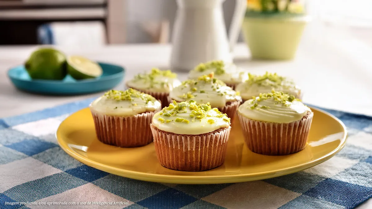 Muffins de limão e chocolate branco assados na airfryer
