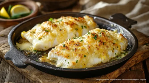 Pescada amarela com crosta de limão siciliano