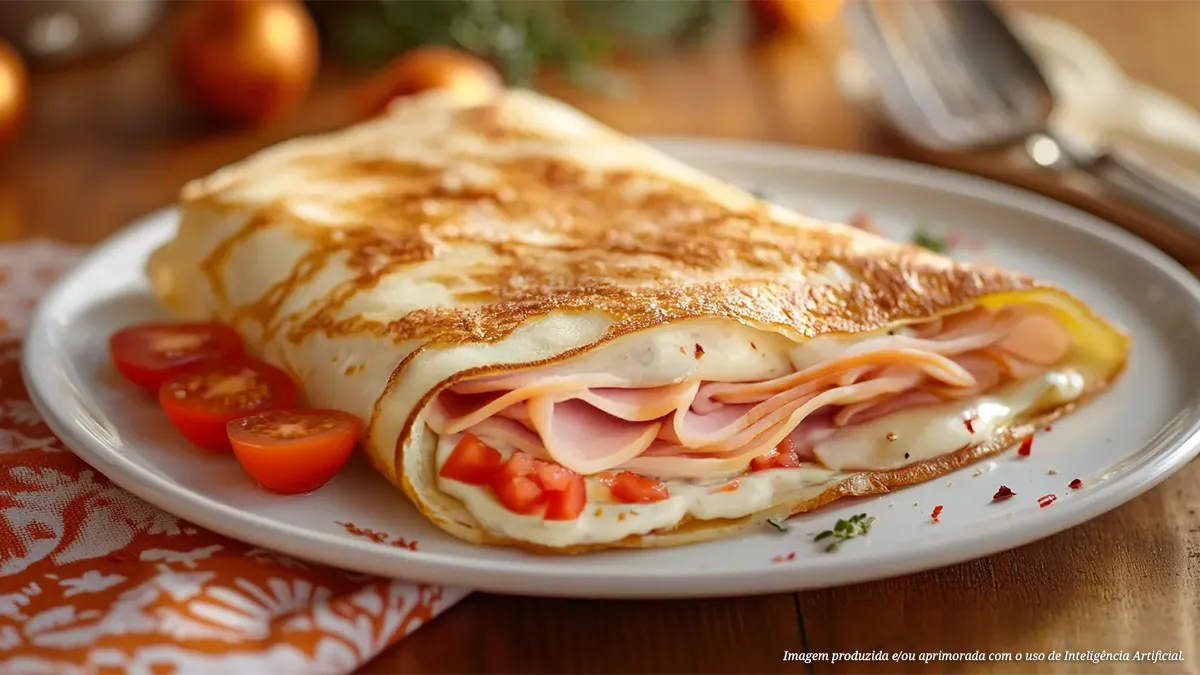 Crepioca de frango defumado e cream cheese