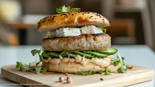 Hambúrguer com Pasta de Grão de Bico e Queijo de Cabra