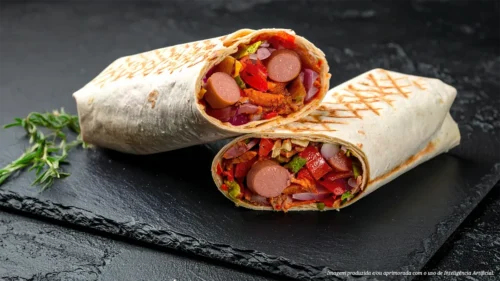 Shawarma de salsicha com legumes