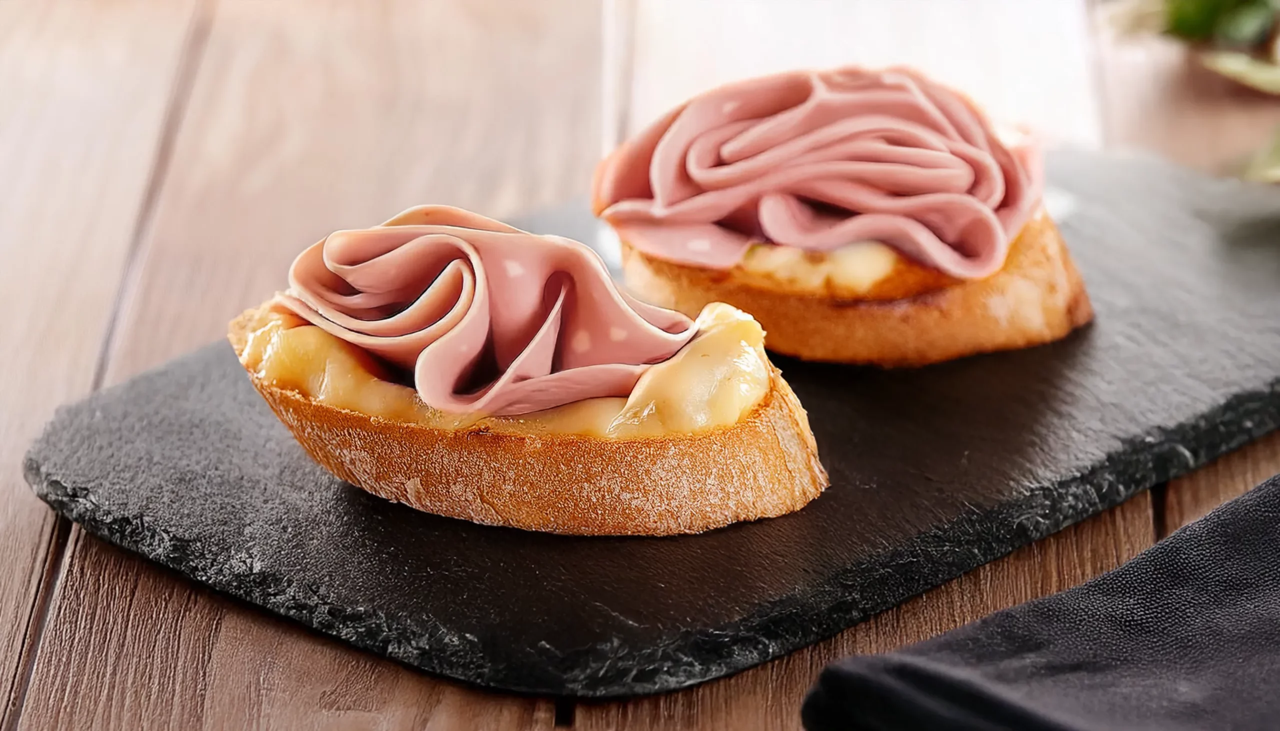 Bruschetta de mortadela com gruyere