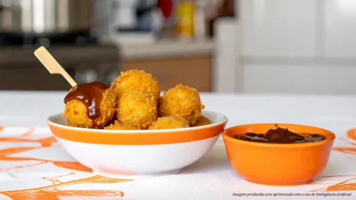 Pipoquinha de frango na airfryer com molho barbecue