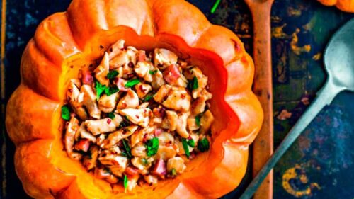 Abóbora-Moranga com Ensopado de Frango e Catupiry