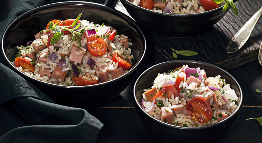 Arroz Colorido com Mortadela Defumada