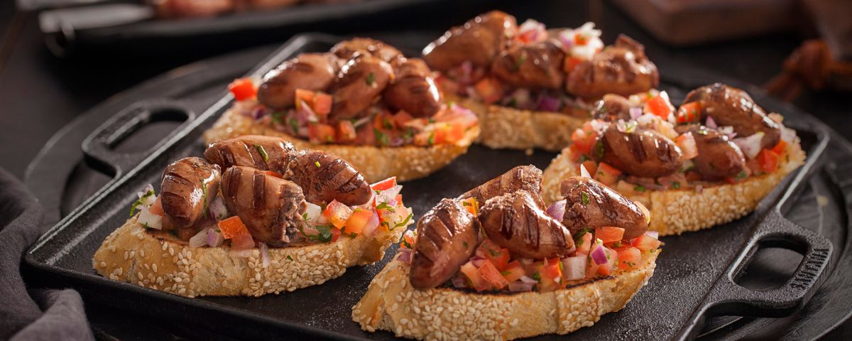 Bruschetta de Coração de Frango com Vinagrete