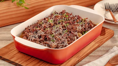 Cordeiro assado com nhoque