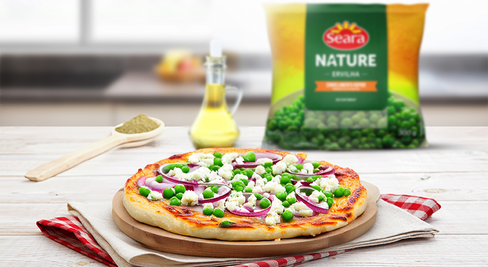 Pizza de Ervilhas e Queijo de Cabra