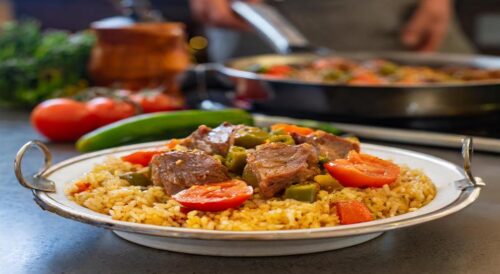 Arroz de cordeiro com legumes