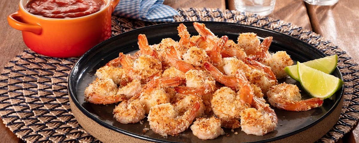 Camarão Empanado no Crispy Coco