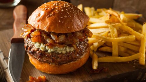 Hambúrguer Angus com Fatias Redondas de Bacon