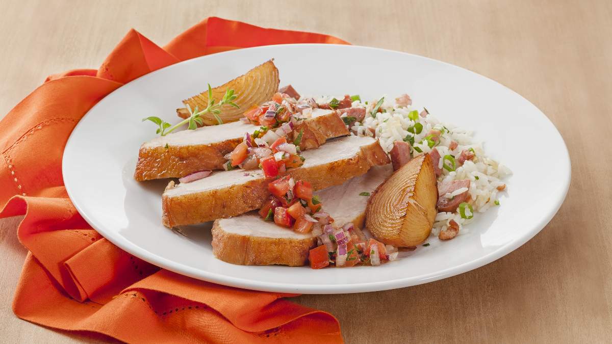 Picanha na Cerveja na Brasa com Arroz de Linguiça