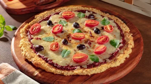 Pizza low carb de frango