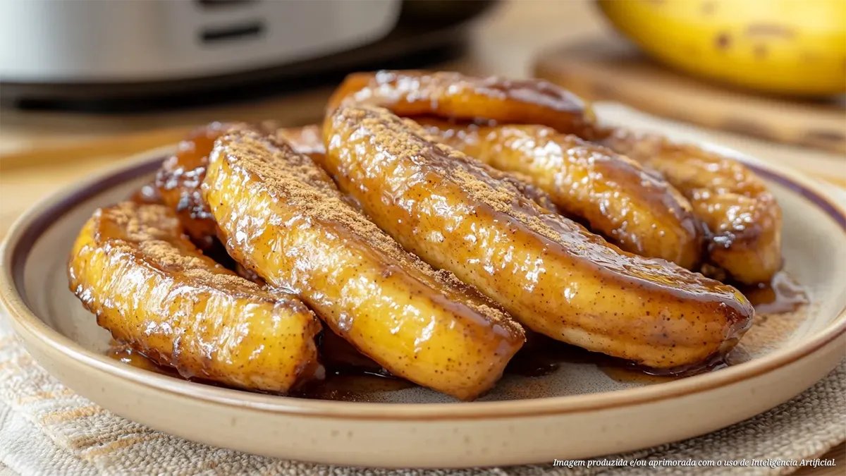 Banana caramelizada na airfryer