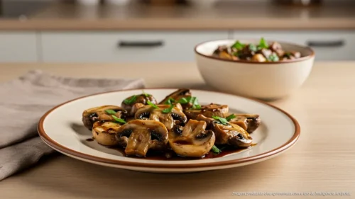 Cogumelos grelhados com molho balsâmico