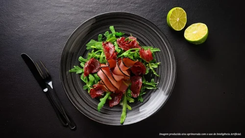 Salada de presunto alemão com tomate seco e molho de limão