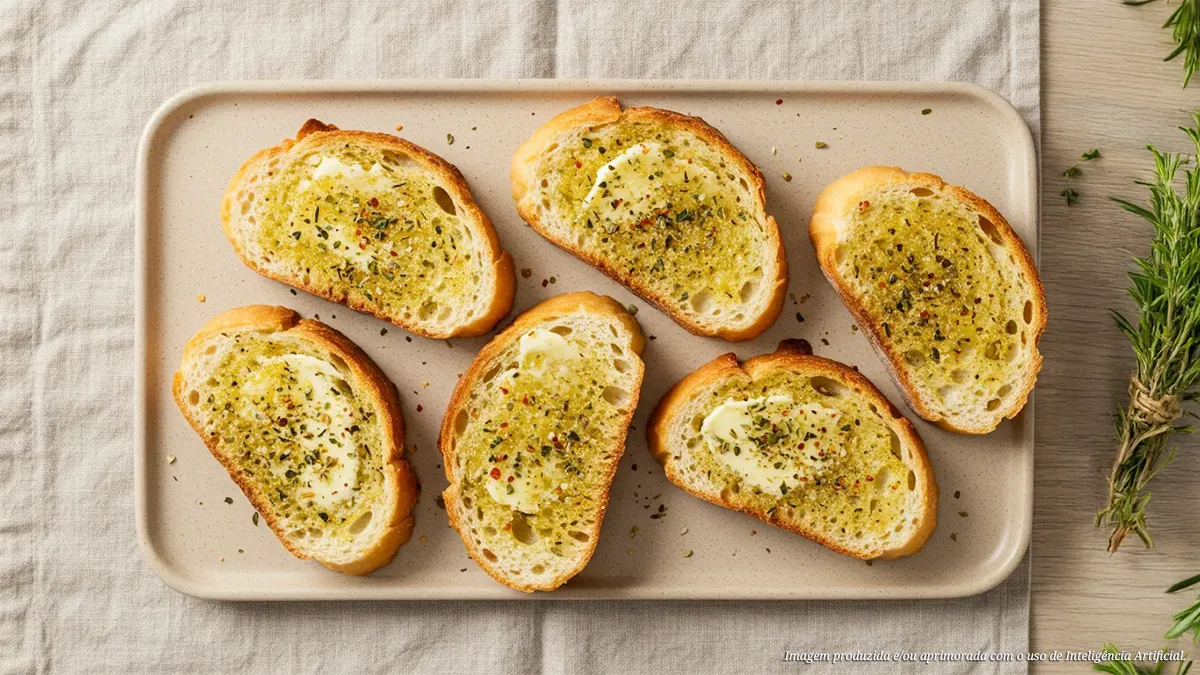 Torrada amanteigada com ervas frescas