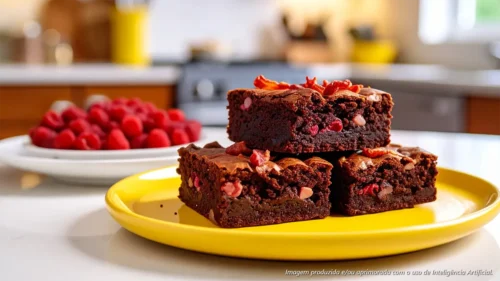 Brownie com Bacon e Framboesa