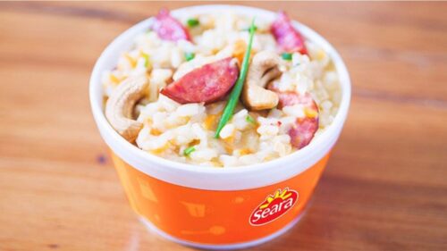 Risoto de calabresa seara com abóbora e leite de coco