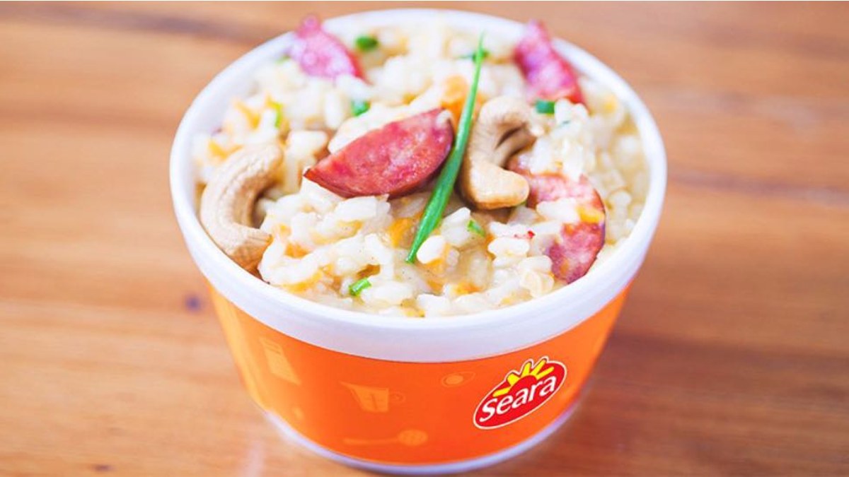 Risoto de calabresa seara com abóbora e leite de coco