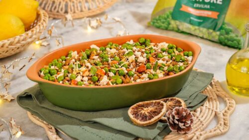 Salada de lentilha especial para o Ano Novo: com amêndoas, queijo e manjericão