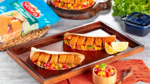 Tacos de tilápia com manga